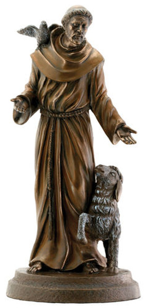 Saint Francis Figurine Statue with dove and lamb